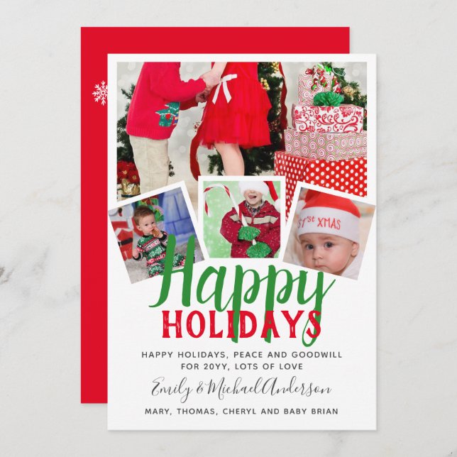 Chrismas Photo Collage Template Greetings Invite (Front/Back)