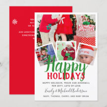 Chrismas Photo Collage Template Greetings Invite