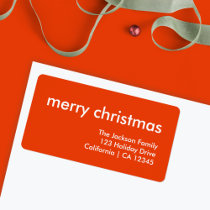 Chrismas Plain Minimal Bright Red Return Address Label