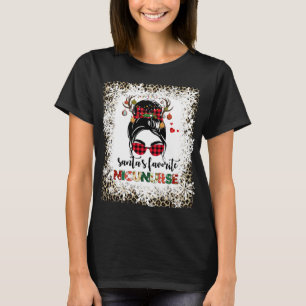 Chrismas Santa Favorite Nicu Nurse Leopard Print T-Shirt