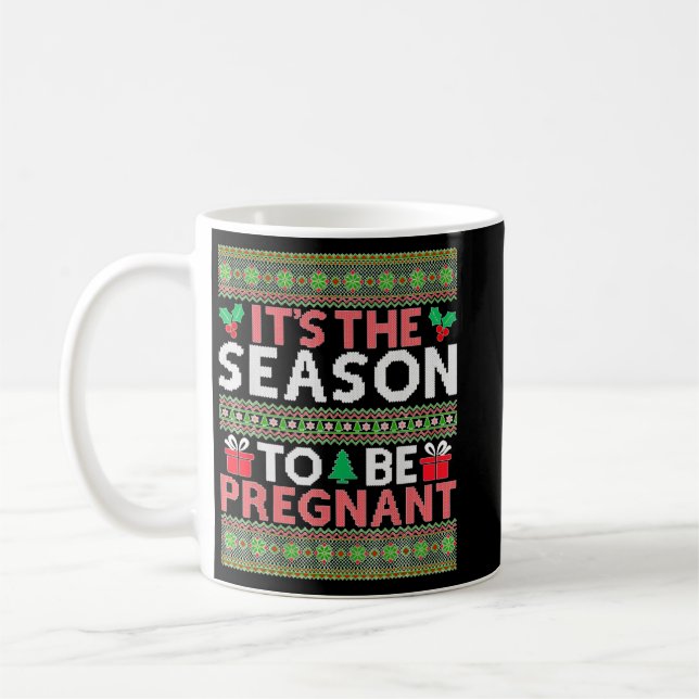 Chrismas Ugly Sweaer Pregnancy Baby Announcemen Xm Coffee Mug (Left)