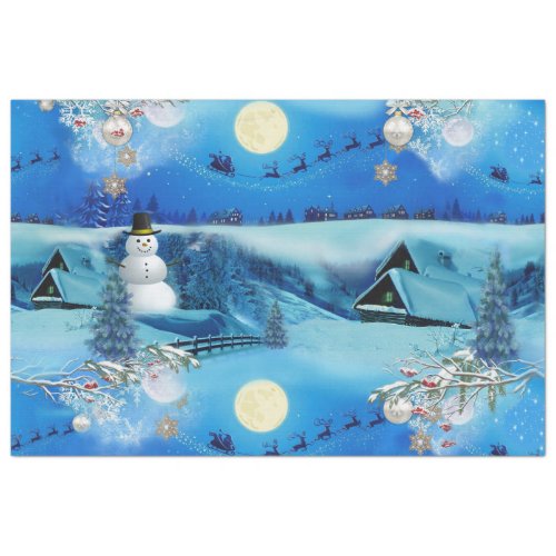 Chrismas Winter Holiday Celebration with a snowman Tissue Paper