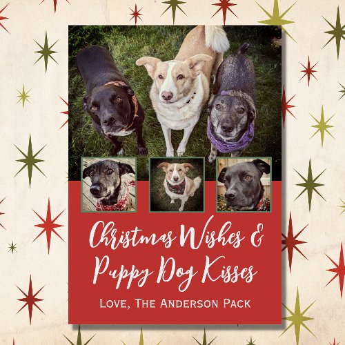 Chrismas Wishes Multi Photo Dog Collage Christmas Holiday Card