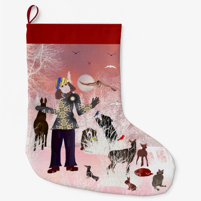 Chrismtas Moon LeeMarie's Creative Design Large Christmas Stocking (Front)