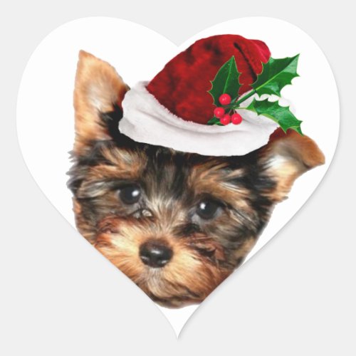 Chrismtas Yorkshire Terrier puppy dog Heart Sticker