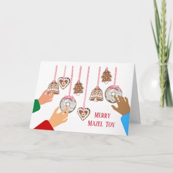 Chrismukkah Bagels Cookies Star Of David Hands Holiday Card by ShoaffBallanger at Zazzle