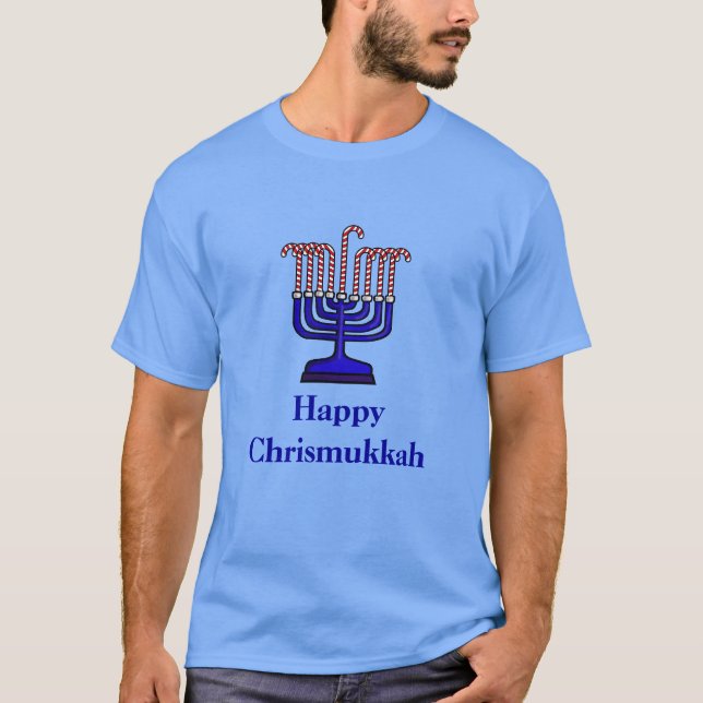 Chrismukkah Candy Cane Menorah T-Shirt (Front)