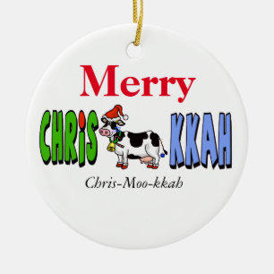 Chrismukkah Cow Christmas Ornament Customize It!