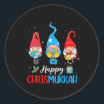 Chrismukkah Gnomes Merry Christmas And Happy Hanuk Classic Round Sticker<br><div class="desc">Chrismukkah Gnomes Merry Christmas And Happy Hanukkah</div>