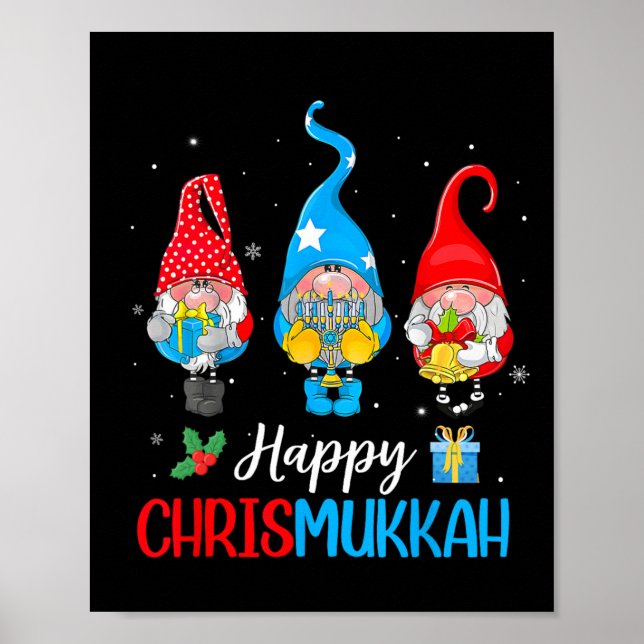 Chrismukkah Gnomes Merry Christmas And Happy Hanuk Poster (Front)