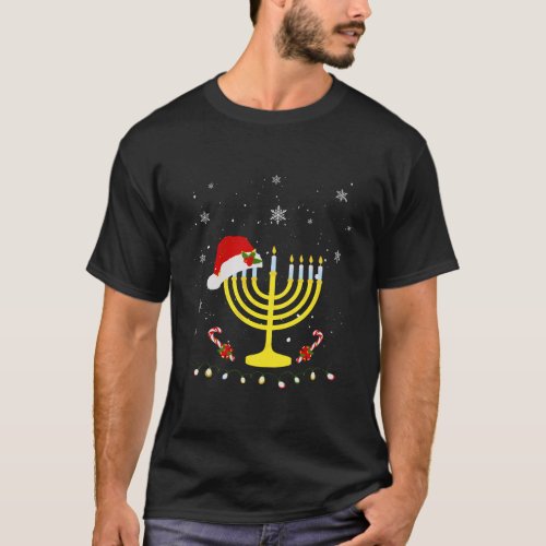 Chrismukkah Hannukah Santa Hat Family Christmas Pa T_Shirt