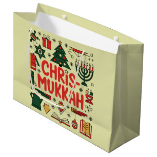 Chrismukkah Hanukkah Christmas Jewish Religious Large Gift Bag