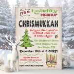 Chrismukkah Holiday Party mashup Invitation<br><div class="desc">Celebration Christmas and Hanukkah with this fun Chrismukkah Holiday Party invitation. Features a Chrismas tree,  menorah and dreidel with fun typography against a grungy antique background.</div>