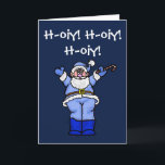 Chrismukkah Santa Funny Greeting Card<br><div class="desc">This is a Chrismukkah Santa because he's got a blue and white outfit on. He also says, "Ho Ho Ho" with a bit of a Jewish accent. :D But, you are free to change that if you want. The entire card is done in shades of blues also. This card can...</div>