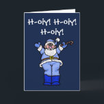 Chrismukkah Santa Funny Greeting Card<br><div class="desc">This is a Chrismukkah Santa because he's got a blue and white outfit on. He also says, "Ho Ho Ho" with a bit of a Jewish accent. :D But, you are free to change that if you want. The entire card is done in shades of blues also. This card can...</div>