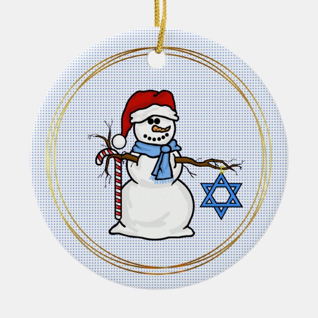 Chrismukkah Snowman Christmas Ornament (Front)