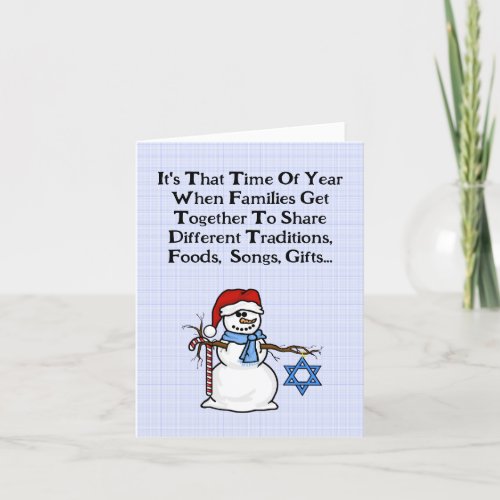 Chrismukkah Snowman Funny Greeting Card