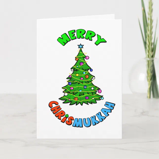 Chrismukkah Star of David Christmas Tree Card | Zazzle