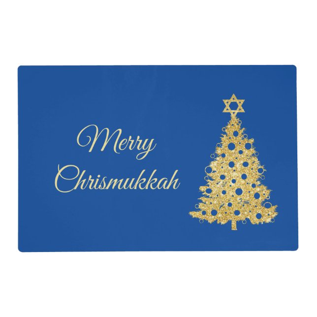Chrismukkah Tree Silhouette Laminated Placemat (Front)