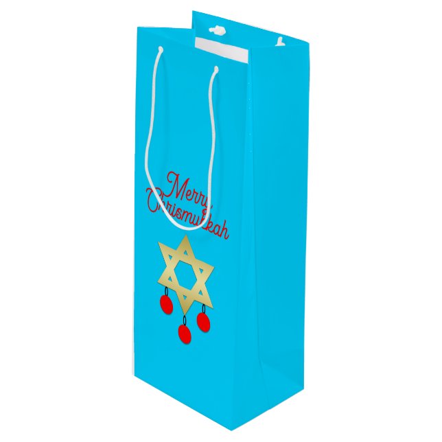 Chrismukkah Wine Gift Bags (Front Angled)