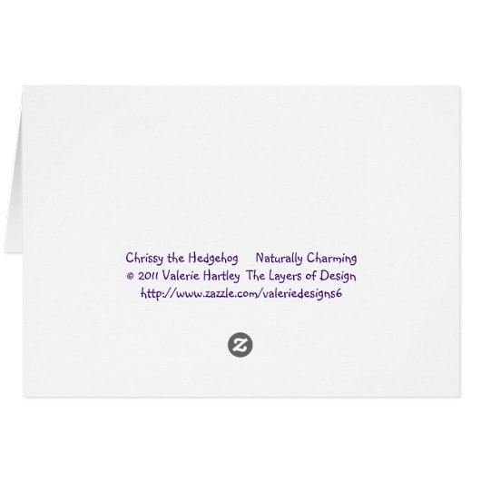 Chrissy the Hedgehog Card (Back Horizontal)