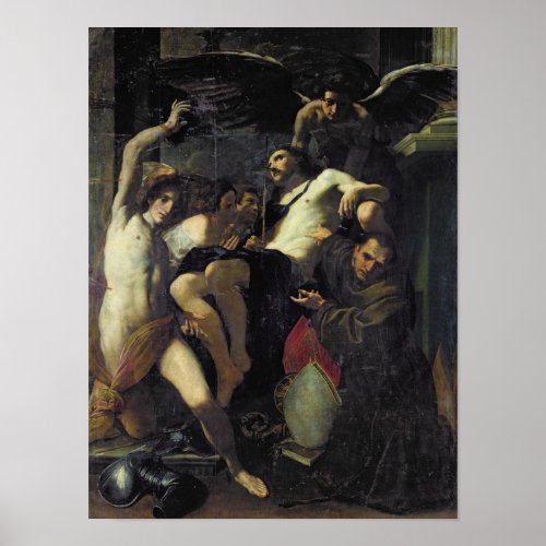 Christ Adored by Angels St Sebastian Poster