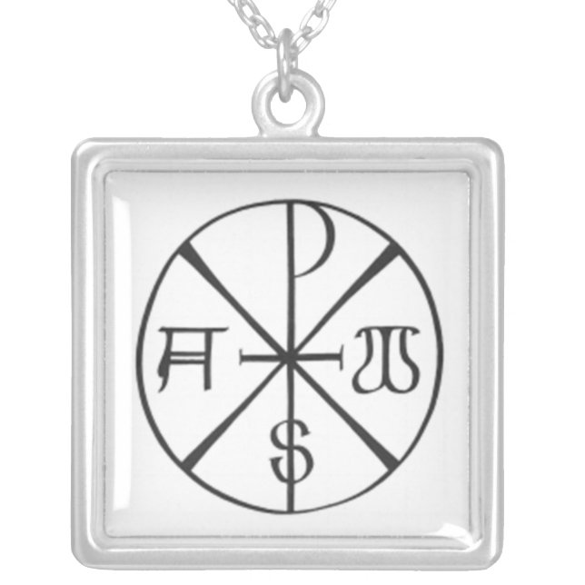 Christ - Alpha and Omega Silver Plated Necklace (Front)