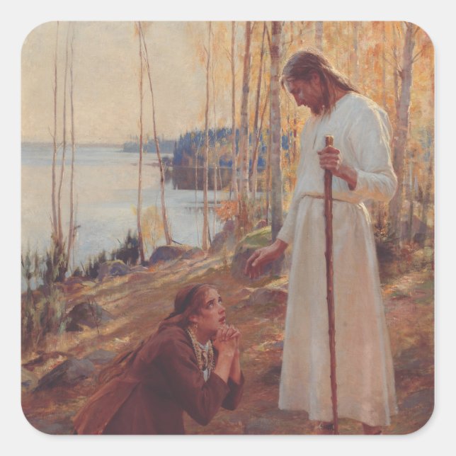 Christ and Mary Magdalene by Albert Edelf Square Sticker (Front)