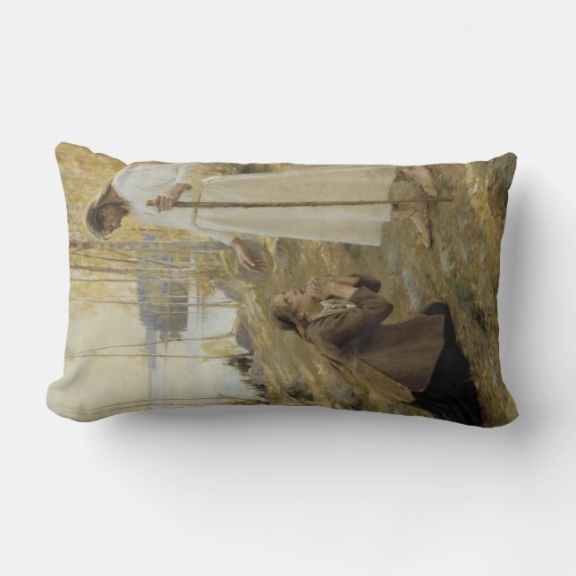 Christ and Mary Magdalene in Finnish Countryside Lumbar Pillow (Front)