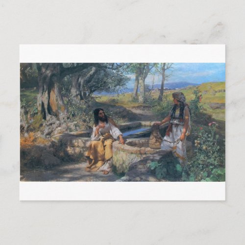Christ and Samaritan woman circa 1890 Postcard