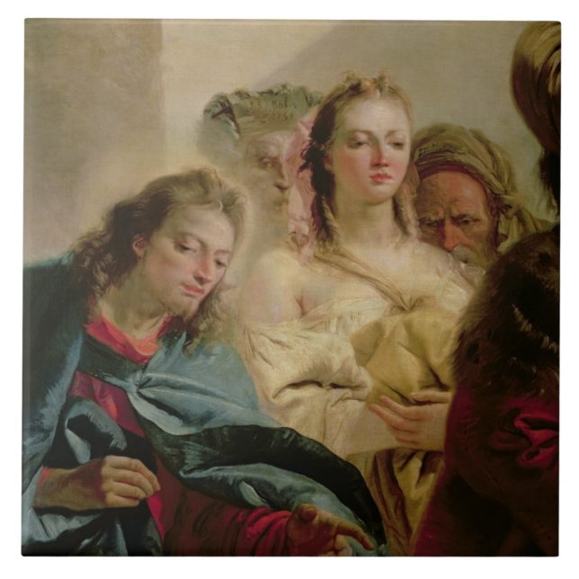 Christ and the Adulteress, 1751 (oil on canvas) Tile (Front)