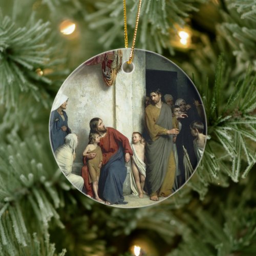 Christ and the Children by Carl Bloch  Ceramic Ornament