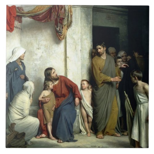 Christ and the Children by Carl Bloch  Ceramic Tile