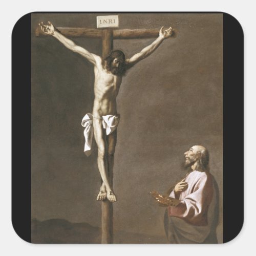 Christ and the Cross Square Sticker