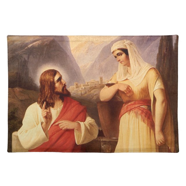 Christ and the Samaritan by Christian Schleisner Cloth Placemat (Front)