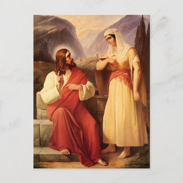Christ And The Samaritan By Christian Schleisner Postcard Zazzle