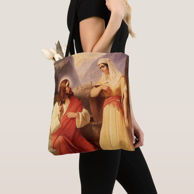 Christ and the Samaritan by Christian Schleisner Tote Bag (Close Up)