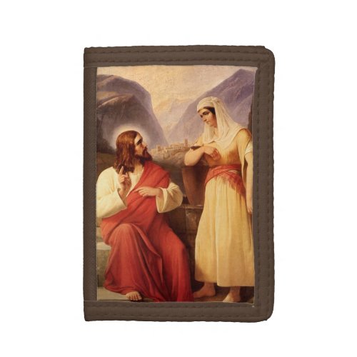 Christ and the Samaritan by Christian Schleisner Tri_fold Wallet