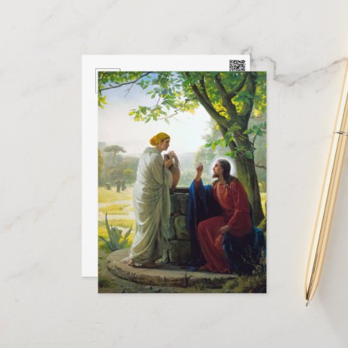 Christ and the Samaritan Woman by Carl Bloch Holiday Postcard