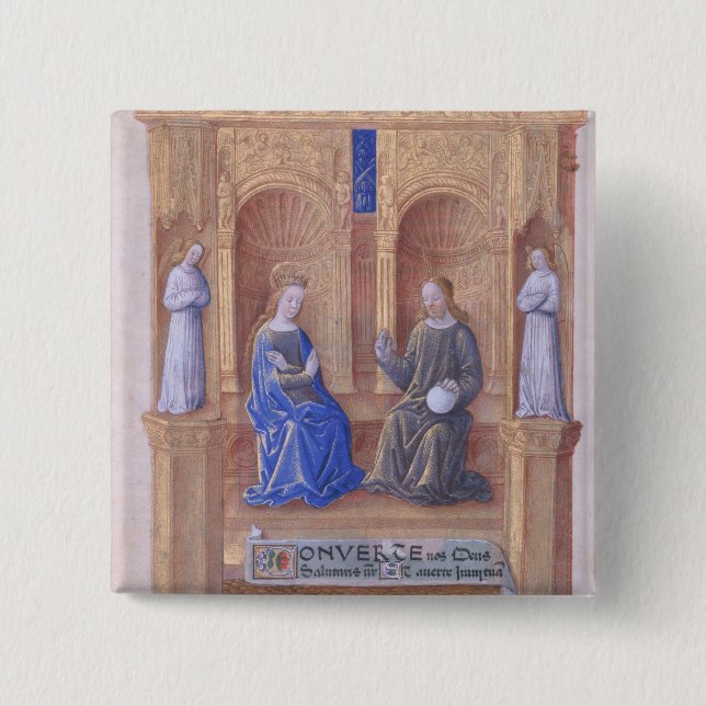 Christ and the Virgin Mary Enthroned Pinback Button (Front)