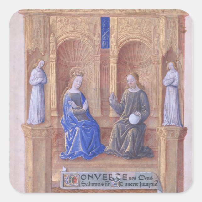 Christ and the Virgin Mary Enthroned Square Sticker (Front)