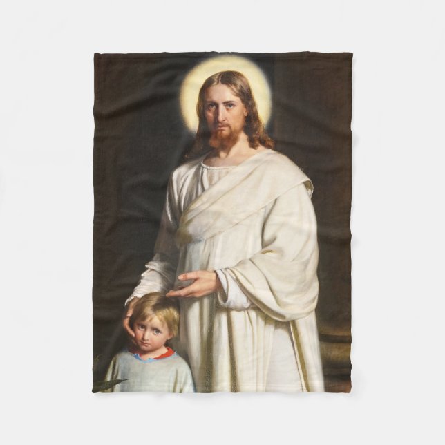 Christ and the Young Child by Carl Heinrich Bloch Fleece Blanket (Front)