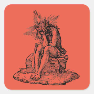 Christ as the Man of Sorrows Fine Art Square Sticker