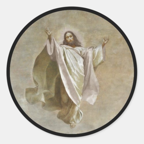 Christ Ascension to Heaven Observed by Apostles Classic Round Sticker