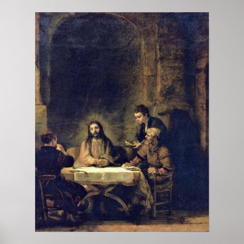 Christ at Emmaus by Rembrandt Harmenszoon van Rijn Poster