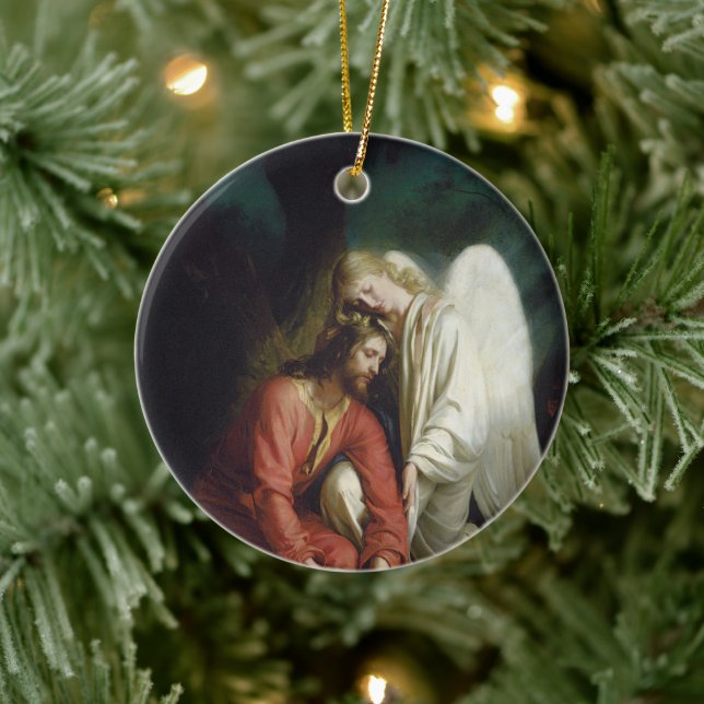 Christ at Gethsemane by Carl Bloch, Religious  Ceramic Ornament (Tree)