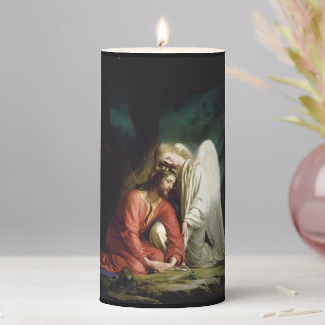 Christ at Gethsemane by Carl Bloch, Religious  Pillar Candle (In Situ)
