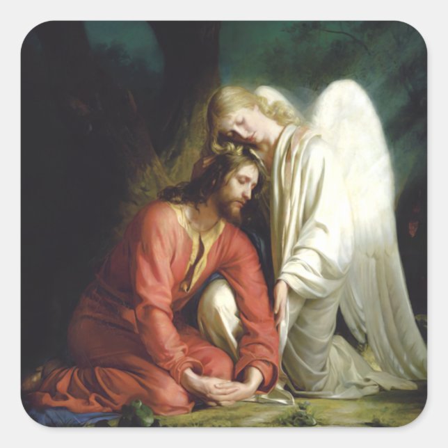Christ at Gethsemane,  Square Sticker (Front)