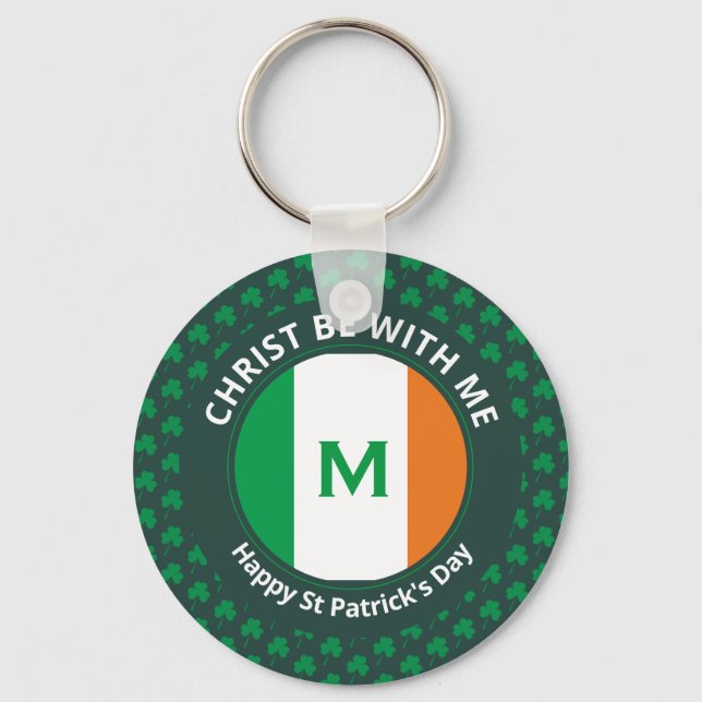 CHRIST BE WITH ME St Patricks Day Quote Keychain (Front)