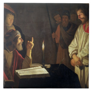 Christ Before Caiaphas (oil on canvas) Ceramic Tile